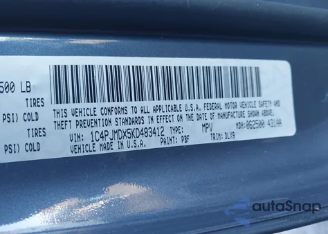 2019 Jeep Cherokee Limited 4X4 z USA, uszkodzony, nr VIN 1C4PJMDX5KD483412